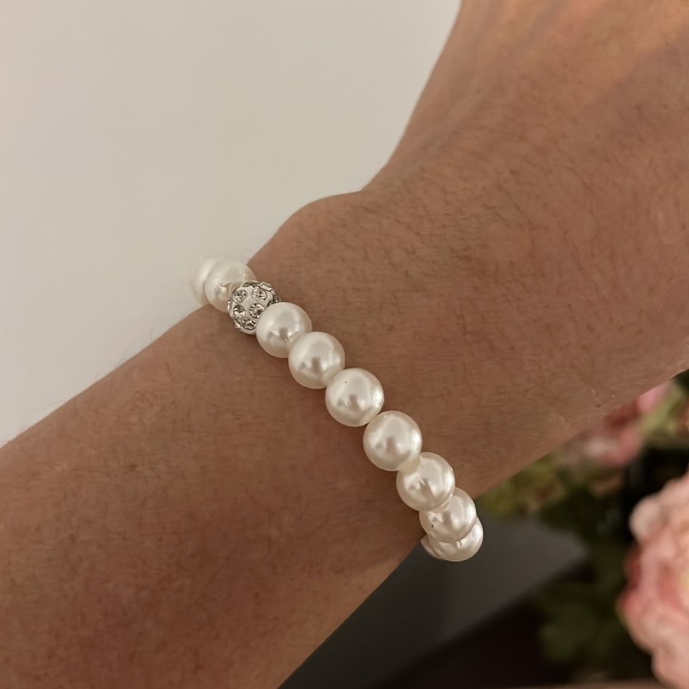 Amazing Genuine Pearl Stretch Bracelets with Austrian Crystal Ball - Picture 5 of 7